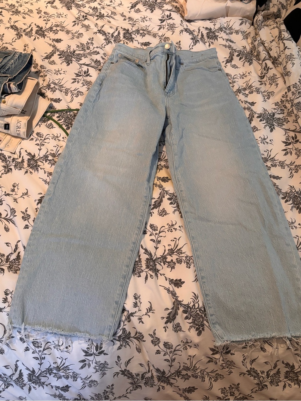 Madewell Light Blue Wide-Leg Raw Hem Jeans